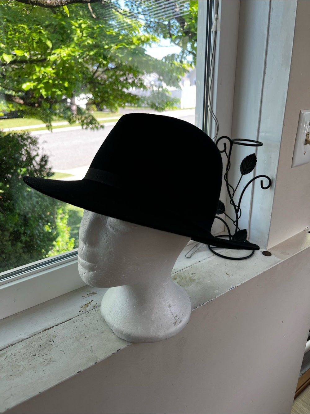 Wilfred Black Felt Wide-Brim Fedora Hat s/m